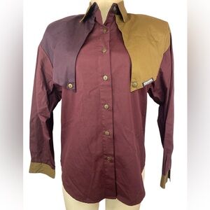 Rough Rider by Circle T - LS BU Western Burgundy and Brown Shirt Women’s Medium